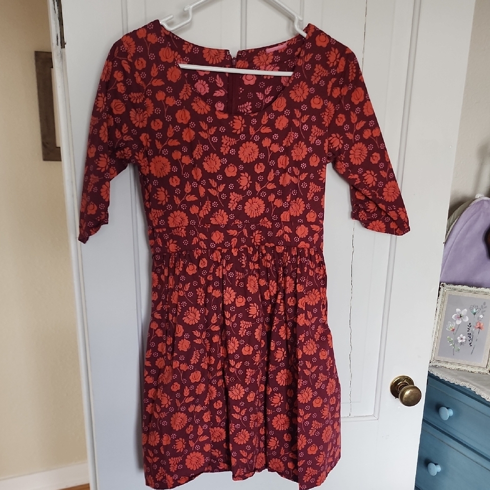 Mata Traders Floral Red and Orange Dress